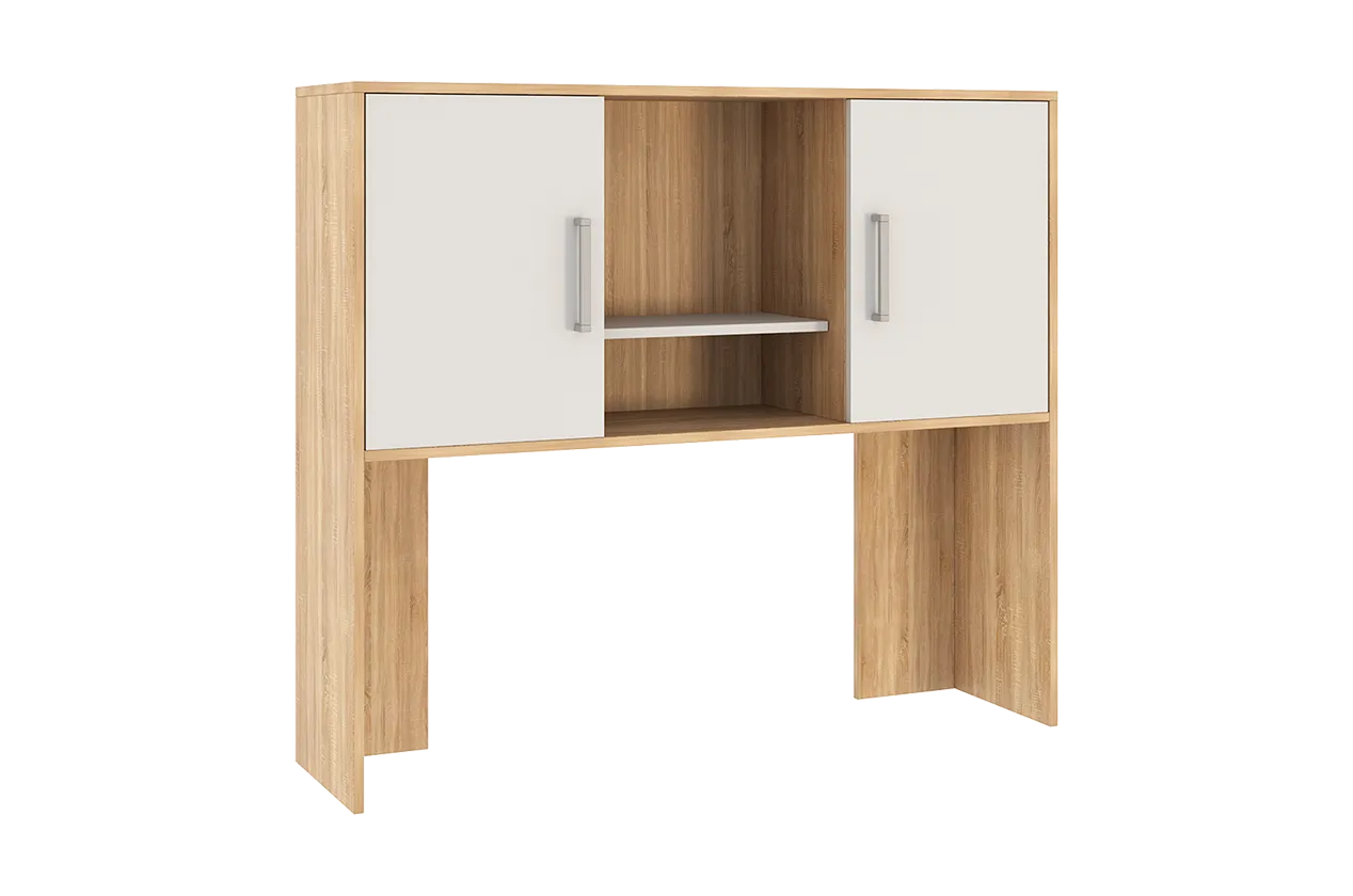 Надстройка стола компьютерного 1200 Лайт-2 дуб сонома/белый в Радужном - raduzhnyj.mebel-tymen.ru | фото