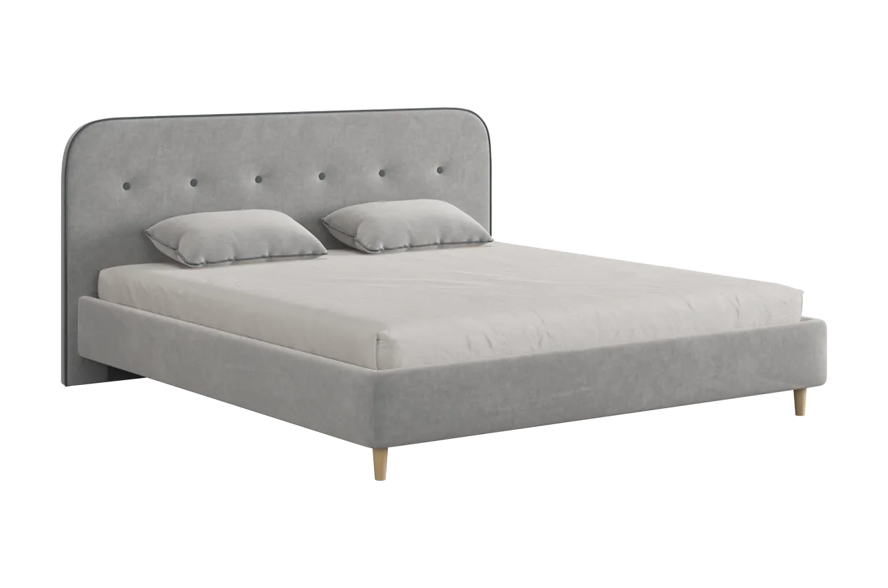 Кровать с основанием Лео 180х200 см галька (велюр)/графит (велюр) в Радужном - raduzhnyj.mebel-tymen.ru | фото