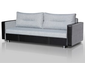 Диван Комфорт с прямыми подлокотниками грей/кожзам в Радужном - raduzhnyj.mebel-tymen.ru | фото