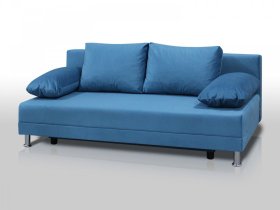 Диван Комфорт без подлокотников 4 подушки микровелюр голубой в Радужном - raduzhnyj.mebel-tymen.ru | фото