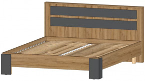 Ленора Кровать 1600 Дуб вотан/Графит в Радужном - raduzhnyj.mebel-tymen.ru | фото