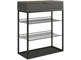 Обувница Вельвет графит/графит матовый/черный муар в Радужном - raduzhnyj.mebel-tymen.ru | фото