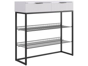 Обувница Классная 1 белое дерево/белый матовый/черный муар в Радужном - raduzhnyj.mebel-tymen.ru | фото