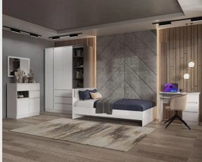 Подростковая Мэнкс №1 Белый/серый графит в Радужном - raduzhnyj.mebel-tymen.ru | фото