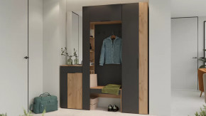 Прихожая «Асти» Дуб крафт золотой/Антрацит в Радужном - raduzhnyj.mebel-tymen.ru | фото