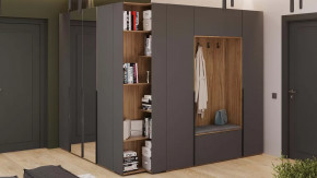 Прихожая «Порто» № 5 Яблоня Беллуно, Графит софт в Радужном - raduzhnyj.mebel-tymen.ru | фото