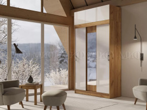 Шкаф с антресолью Басямиф, белый глянец холодный/дуб крафт в Радужном - raduzhnyj.mebel-tymen.ru | фото