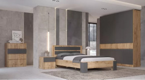 Спальный гарнитур Ленора Дуб вотан/Графит в Радужном - raduzhnyj.mebel-tymen.ru | фото