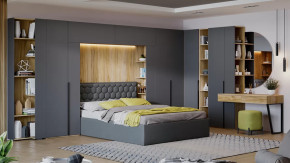 Спальный гарнитур «Порто» №3 Яблоня Беллуно, Графит софт, Велюр Confetti Stone в Радужном - raduzhnyj.mebel-tymen.ru | фото