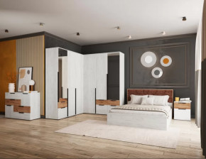 Спальня №2 Лилль Дуб крафт белый/дуб крафт табачный в Радужном - raduzhnyj.mebel-tymen.ru | фото