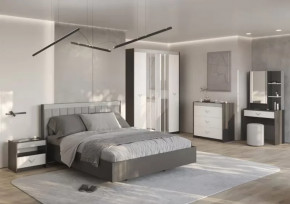 СТЕФАНИ Спальня №1, ЛДСП Графит-МДФ Серый софт/ЛДСП Рамух белый в Радужном - raduzhnyj.mebel-tymen.ru | фото