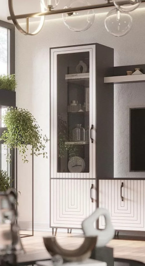 Стеклопенал Квадро М-1 серый графит/софт вайт в Радужном - raduzhnyj.mebel-tymen.ru | фото