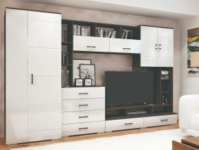 Стенка Коста МДФ Венге-белый глянец в Радужном - raduzhnyj.mebel-tymen.ru | фото