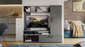 Стенка «Сиена» Графит Серый в Радужном - raduzhnyj.mebel-tymen.ru | фото